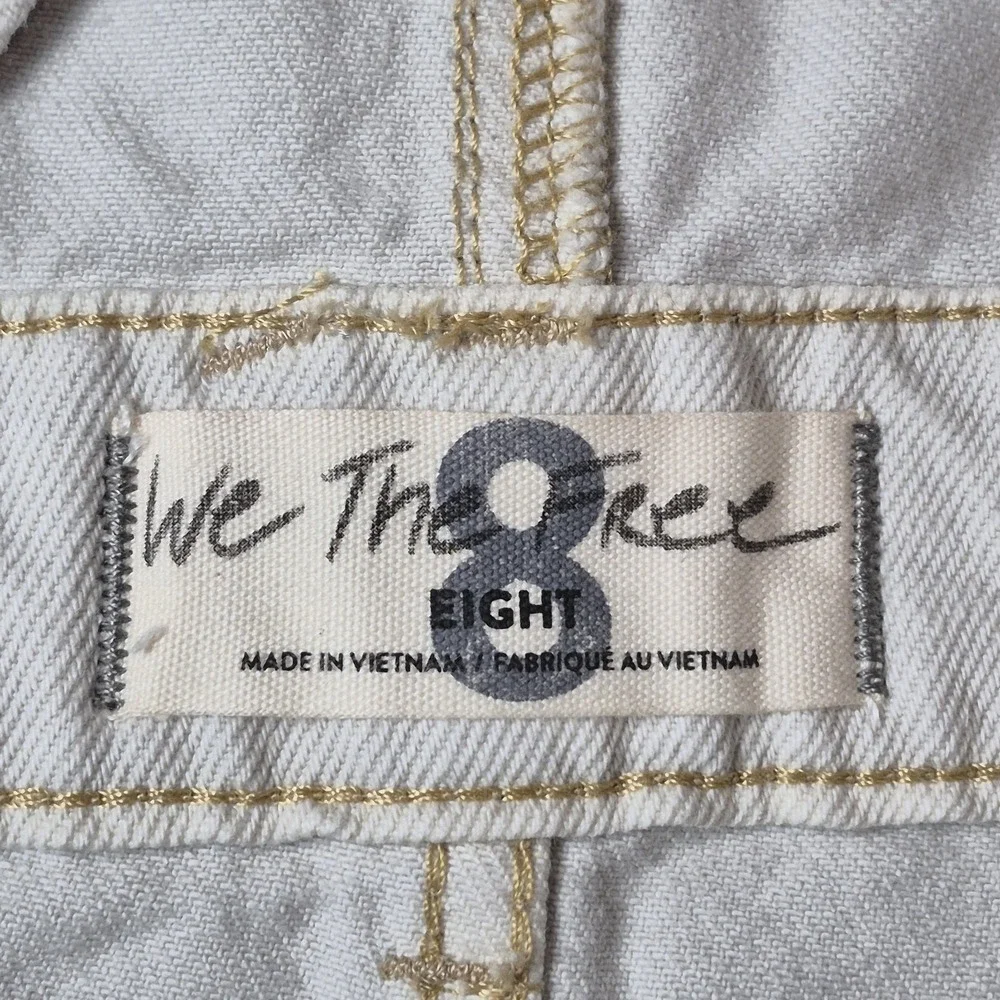 Free People We The Free Women's 8 Off‎ White Denim Overalls Shortalls NWT